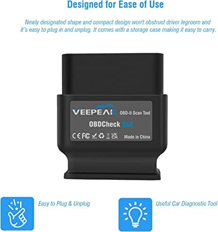 Veepeak OBD Check BLE Bluetooth OBD II Scanner Auto Diagnostic Scan Tool for iOS & Android, Bluetooth 4.0 Car Check Engine Light Code Reader for Diesel scanners and Diesel diagnostic