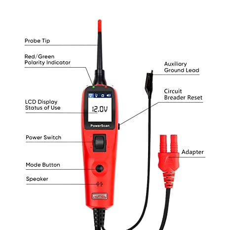 Autel Power Circuit Probe Kit, PS100 Powerscan Automotive Circuit Tester, Electrical System Diagnosis Tool Car Voltage Tester Digital Voltmeter Red for Diesel scanners and Diesel diagnostic