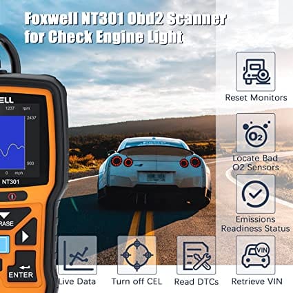 FOXWELL NT301 OBD2 Scanner Live Data Professional Mechanic OBDII Diagnostic Code Reader Tool for Check Engine Light for Diesel scanners and Diesel diagnostic