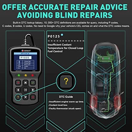 Car Code Reader CGSULIT SC301 OBD2 Scanner Check Engine Light with Reset Full OBDII Functions Generic Vehicle Diagnostic Scan Tool for Smog Check, Live Data, DTC Lookup, On-Board Monitor Test, Black for Diesel scanners and Diesel diagnostic