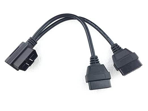 Right Angle OBD2 Splitter Y Cable Male Splitter to 2 Female Extension Cable 1ft Feet 30cm/12" (1male to 2 Female) 24AWG for Diesel scanners and Diesel diagnostic