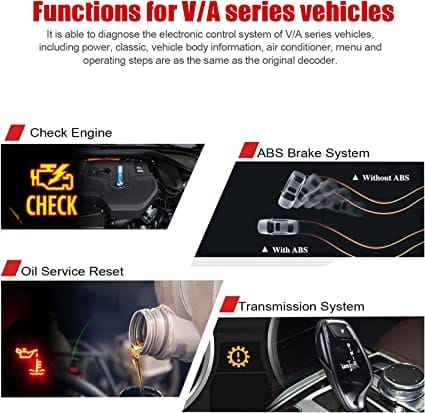 ANCEL VD500 OBD II Diagnostic Scanner for Volkswagen VW Audi Skoda Seat Diagnosis Check Engine Light EPB ABS SRS Code Reader Oil Throttle Position Adaption Brake Pad Reset Tool for Diesel scanners and Diesel diagnostic