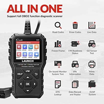 LAUNCH OBD2 Scanner CR529 One-Click I/M, Full OBDII Code Reader, 5 Years Quality Backup, Free Lifetime Update Diagnostic Scan Tool, Clear Codes, Check Engine Light for DIYers with Cars After 1996 for Diesel scanners and Diesel diagnostic