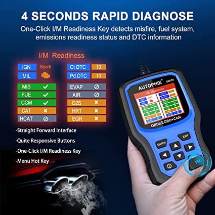 AUTOPHIX OM129 Code Reader, Upgraded Graphing Battery Test, Check Engine Code Reader With Full OBD2 Function, Enhanced Code Definition Car Diagnostic Tool for All OBDII Car After 1996[Upgrade Version] for Diesel scanners and Diesel diagnostic