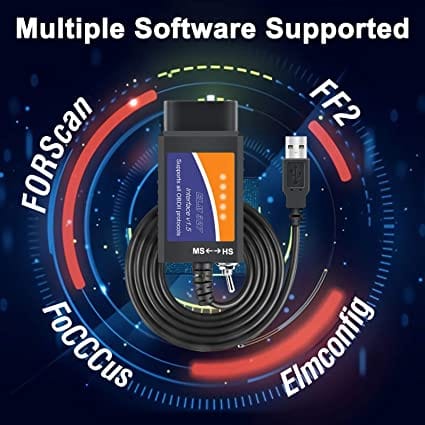 FORScan ELM327 OBD2 USB Adapter for Windows, Diagnostic Coding Tool with MS-CAN/HS-CAN Switch for Ford Lincoln Mazda Mercury Series Vehicles for Diesel scanners and Diesel diagnostic