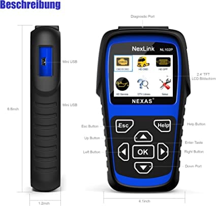 Heavy Duty Truck Scan Tool NL102 Plus Auto Scanner with DPF/Sensor Calibration/Oil Reset + Check Engine for Cars; Truck & Car 2 in 1 Code Reader (Upgrade Version) for Diesel scanners and Diesel diagnostic