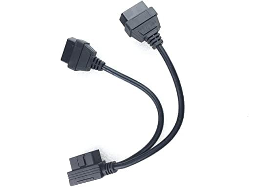 Right Angle OBD2 Splitter Y Cable Male Splitter to 2 Female Extension Cable 1ft Feet 30cm/12" (1male to 2 Female) 24AWG for Diesel scanners and Diesel diagnostic