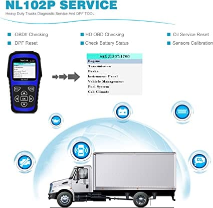 Heavy Duty Truck Scan Tool NL102 Plus Auto Scanner with DPF/Sensor Calibration/Oil Reset + Check Engine for Cars; Truck & Car 2 in 1 Code Reader (Upgrade Version) for Diesel scanners and Diesel diagnostic