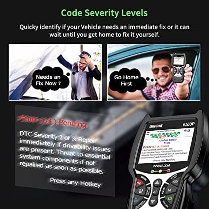 INNOVA 6100P OBD2 Scanner ABS SRS Transmission, Car Code Reader Diagnostic Scan Tool with Oil Reset /Battery & Alternator Test /Full OBD II /Live Data /Repair Solutions 2 APP for Diesel scanners and Diesel diagnostic