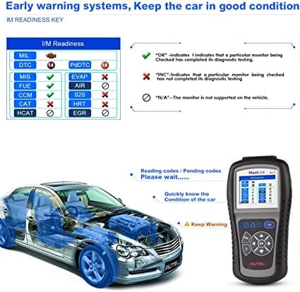 Autel MaxiLink ML519 OBD2 Code Reader [Same with AutoLink AL519], Enhanced Mode 6 Fault Code Reader, Turn Off Check Engine Light (MIL), Clear Codes, One-Click Smog Check, Upgraded Ver. of AL319 for Diesel scanners and Diesel diagnostic