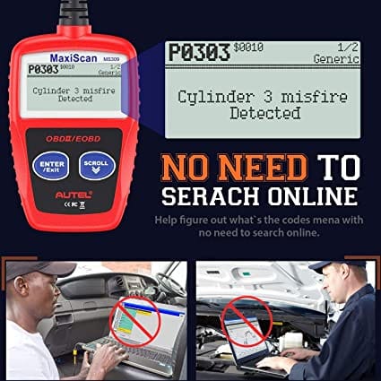 Autel OBD2 Scanner MaxiScan MS309 Car Check Engine Code Reader, Check Emission Monitor Status, 2022 Newest CAN Diagnostic Scan Tool for All OBD II Protocol Vehicles After 1996 for Diesel scanners and Diesel diagnostic