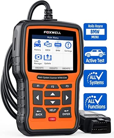 BMW All Systems All Maintenance Service Scanner FOXWELL NT510 Elite Automotive Obd2 Code Reader Bidirectional Diagnostic Scan Tool with ABS Bleed SRS EPB SAS TPS Active Test Battery Registration for Diesel scanners and Diesel diagnostic