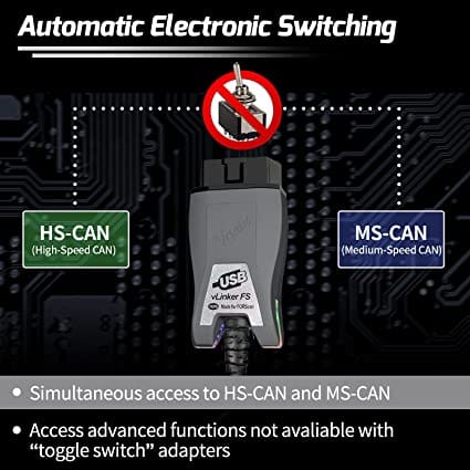 VGate vLinker FS OBD2 USB Adapter for FORScan HS/MS-CAN Auto Switch for Diesel scanners and Diesel diagnostic