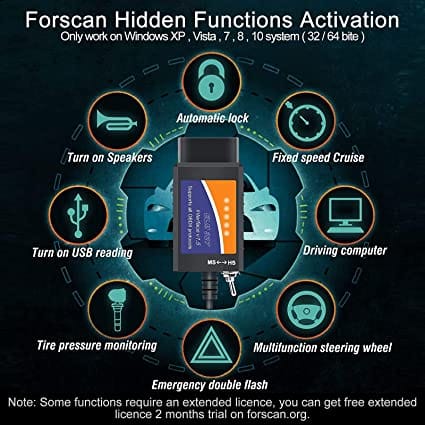 FORScan ELM327 OBD2 USB Adapter for Windows, Diagnostic Coding Tool with MS-CAN/HS-CAN Switch for Ford Lincoln Mazda Mercury Series Vehicles for Diesel scanners and Diesel diagnostic