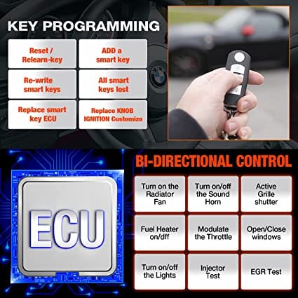 LAUNCH Elite BMW Full Systems Bi-Directional Diagnostic Scan Tool, BMW All Special Functions OBD2 Scanner Code Reader, ECU Coding, Key Programming, AUTO VIN, Battery Registration Tool for BMW Mini RR for Diesel scanners and Diesel diagnostic