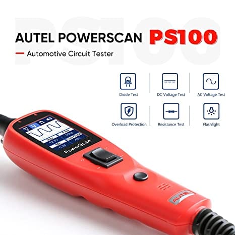 Autel Power Circuit Probe Kit, PS100 Powerscan Automotive Circuit Tester, Electrical System Diagnosis Tool Car Voltage Tester Digital Voltmeter Red for Diesel scanners and Diesel diagnostic