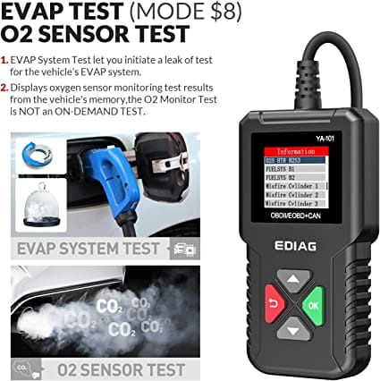 EDIAG Car OBD2 Scanner YA-101 Auto Code Reader for Check Engine Light,O2 Sensor,EVAP Test,On-Board Monitor Test,Smog Check,OBD2 Diagnostic Scan Tool for All OBD2 Cars Since 1996[Upgrade Version] for Diesel scanners and Diesel diagnostic