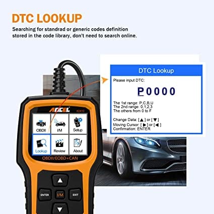 ANCEL AD410 Enhanced OBD II Vehicle Code Reader Automotive OBD2 Scanner Auto Check Engine Light Scan Tool (Black/Yellow) for Diesel scanners and Diesel diagnostic