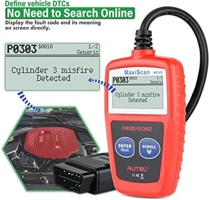 Autel OBD2 Scanner 2022 Newest MS309 Automotive Check Engine Code Reader, Check Emission Monitor Status, CAN Diagnostic Scan Tool for All OBDII Protocol Vehicles After 1996 for Diesel scanners and Diesel diagnostic