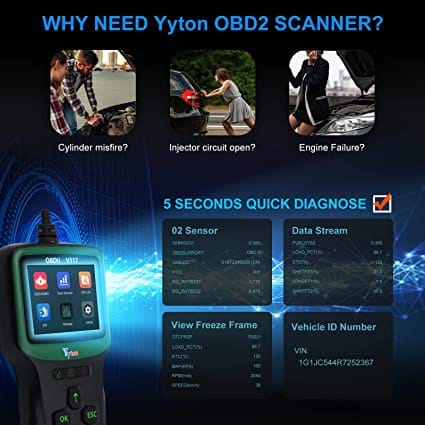 Yyton OBD2 Scanner Automotive Code Reader, Auto Diagnostic Scan Tool for Diesel scanners and Diesel diagnostic