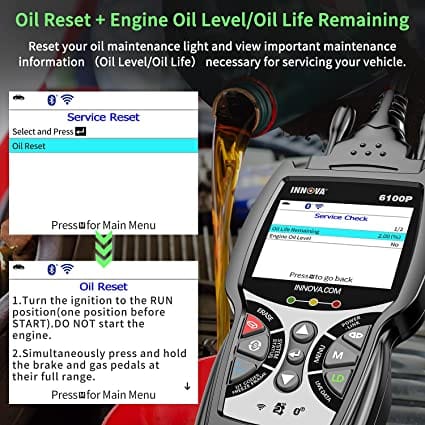 INNOVA 6100P OBD2 Scanner ABS SRS Transmission, Car Code Reader Diagnostic Scan Tool with Oil Reset /Battery & Alternator Test /Full OBD II /Live Data /Repair Solutions 2 APP for Diesel scanners and Diesel diagnostic