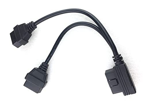 Right Angle OBD2 Splitter Y Cable Male Splitter to 2 Female Extension Cable 1ft Feet 30cm/12" (1male to 2 Female) 24AWG for Diesel scanners and Diesel diagnostic