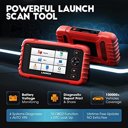 LAUNCH OBD2 Scanner CRP123X Elite Code Reader, Car Diagnostic Scan Tool for ABS SRS Transmission Engine with AUTO VIN, Lifetime WiFi Free Update, Battery Test, Android 7.0, 5''Touch Screen for Diesel scanners and Diesel diagnostic