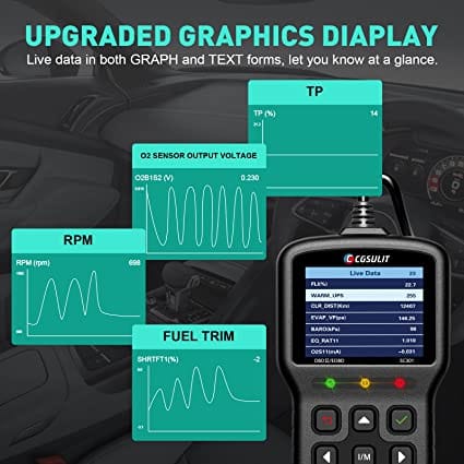 Car Code Reader CGSULIT SC301 OBD2 Scanner Check Engine Light with Reset Full OBDII Functions Generic Vehicle Diagnostic Scan Tool for Smog Check, Live Data, DTC Lookup, On-Board Monitor Test, Black for Diesel scanners and Diesel diagnostic