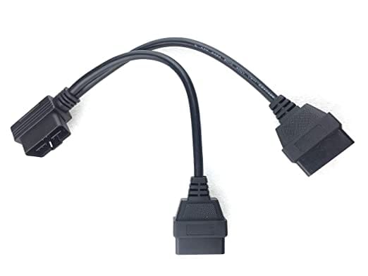 Right Angle OBD2 Splitter Y Cable Male Splitter to 2 Female Extension Cable 1ft Feet 30cm/12" (1male to 2 Female) 24AWG for Diesel scanners and Diesel diagnostic