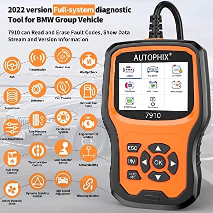 AUTOPHIX Enhanced BMW Full Systems Diagnostic Scan Tool 7910 BMW All Special Functions OBD2 Scanner Auto Fault Code Reader Battery Registration Tool for All BMW After 1996 [2022 Version] for Diesel scanners and Diesel diagnostic