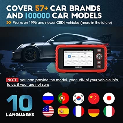 LAUNCH OBD2 Scanner CRP123X Elite Code Reader, Car Diagnostic Scan Tool for ABS SRS Transmission Engine with AUTO VIN, Lifetime WiFi Free Update, Battery Test, Android 7.0, 5''Touch Screen for Diesel scanners and Diesel diagnostic