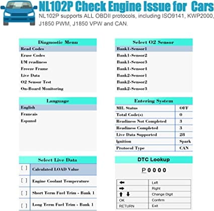 Heavy Duty Truck Scan Tool NL102 Plus Auto Scanner with DPF/Sensor Calibration/Oil Reset + Check Engine for Cars; Truck & Car 2 in 1 Code Reader (Upgrade Version) for Diesel scanners and Diesel diagnostic