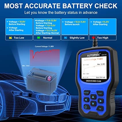 AUTOPHIX OM129 Code Reader, Upgraded Graphing Battery Test, Check Engine Code Reader With Full OBD2 Function, Enhanced Code Definition Car Diagnostic Tool for All OBDII Car After 1996[Upgrade Version] for Diesel scanners and Diesel diagnostic