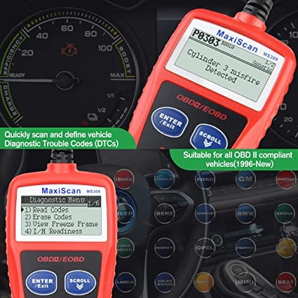 Autel OBD2 Scanner 2022 Newest MS309 Automotive Check Engine Code Reader, Check Emission Monitor Status, CAN Diagnostic Scan Tool for All OBDII Protocol Vehicles After 1996 for Diesel scanners and Diesel diagnostic