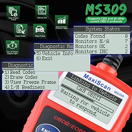 Autel OBD2 Scanner 2022 Newest MS309 Automotive Check Engine Code Reader, Check Emission Monitor Status, CAN Diagnostic Scan Tool for All OBDII Protocol Vehicles After 1996 for Diesel scanners and Diesel diagnostic