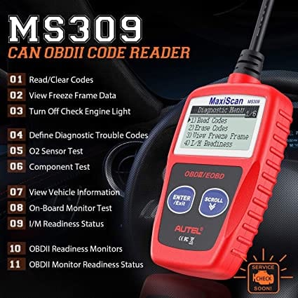 Autel OBD2 Scanner MaxiScan MS309 Car Check Engine Code Reader, Check Emission Monitor Status, 2022 Newest CAN Diagnostic Scan Tool for All OBD II Protocol Vehicles After 1996 for Diesel scanners and Diesel diagnostic