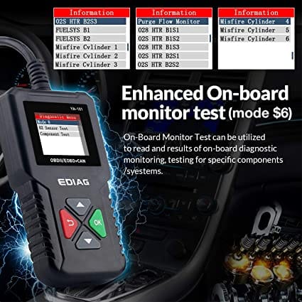 EDIAG Car OBD2 Scanner YA-101 Auto Code Reader for Check Engine Light,O2 Sensor,EVAP Test,On-Board Monitor Test,Smog Check,OBD2 Diagnostic Scan Tool for All OBD2 Cars Since 1996[Upgrade Version] for Diesel scanners and Diesel diagnostic