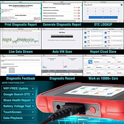 LAUNCH OBD2 Scanner CRP123X Elite Code Reader, Car Diagnostic Scan Tool for ABS SRS Transmission Engine with AUTO VIN, Lifetime WiFi Free Update, Battery Test, Android 7.0, 5''Touch Screen for Diesel scanners and Diesel diagnostic