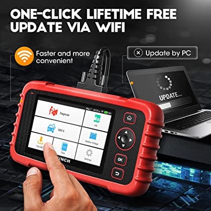 LAUNCH OBD2 Scanner CRP123X Elite Code Reader, Car Diagnostic Scan Tool for ABS SRS Transmission Engine with AUTO VIN, Lifetime WiFi Free Update, Battery Test, Android 7.0, 5''Touch Screen for Diesel scanners and Diesel diagnostic