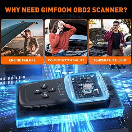 GIMFOOM V317 OBD2 Scanner, Professional Car Code Reader, Automotive Engine Fault Diagnostic Scan Tool, Car Scanner with O2 Sensor Freeze Frame I/M Readiness Battery Test, Applies to All OBD II Cars for Diesel scanners and Diesel diagnostic