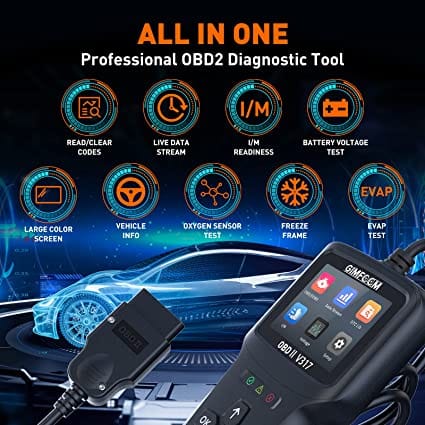 GIMFOOM V317 OBD2 Scanner, Professional Car Code Reader, Automotive Engine Fault Diagnostic Scan Tool, Car Scanner with O2 Sensor Freeze Frame I/M Readiness Battery Test, Applies to All OBD II Cars for Diesel scanners and Diesel diagnostic