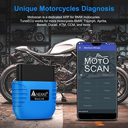 NEXAS Nexlink Car Motorcycles Bluetooth 5.0 OBD2 Scanner, Work with All Third-Party Apps Read/Erase Check Engine Light Codes Diagnostic Scan Tool OBDII Adapter Code Reader for iOS & Android for Diesel scanners and Diesel diagnostic