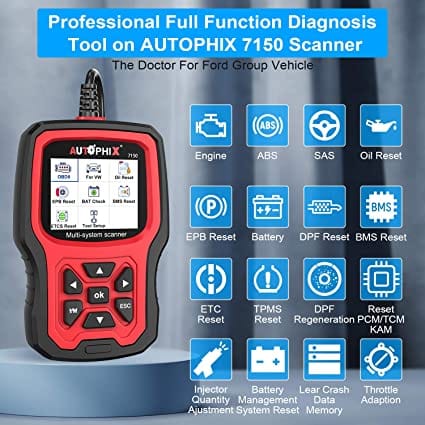 AUTOPHIX 7150 Elite Full Systems Diagnostic Scan Tool for Ford Lincoln Mercury All Functions Car Code Reader OBD2 Scanner with Engine ABS SRS SAS BMS EPB TPMS for Ford All Car after 1996[2022 Version] for Diesel scanners and Diesel diagnostic