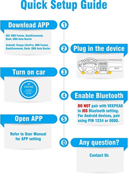 Veepeak OBDCheck BLE+ Bluetooth 4.0 OBD II Scanner for iOS & Android, Car Diagnostic Code Reader Scan Tool for Universal OBDII / EOBD Vehicles for Diesel scanners and Diesel diagnostic